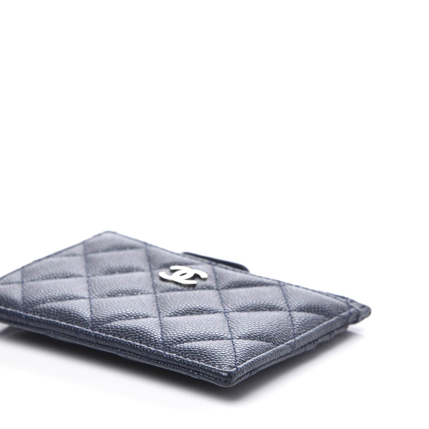 Chanel Caviar Quilted CC Zip Card Holder Navy 6 of 9