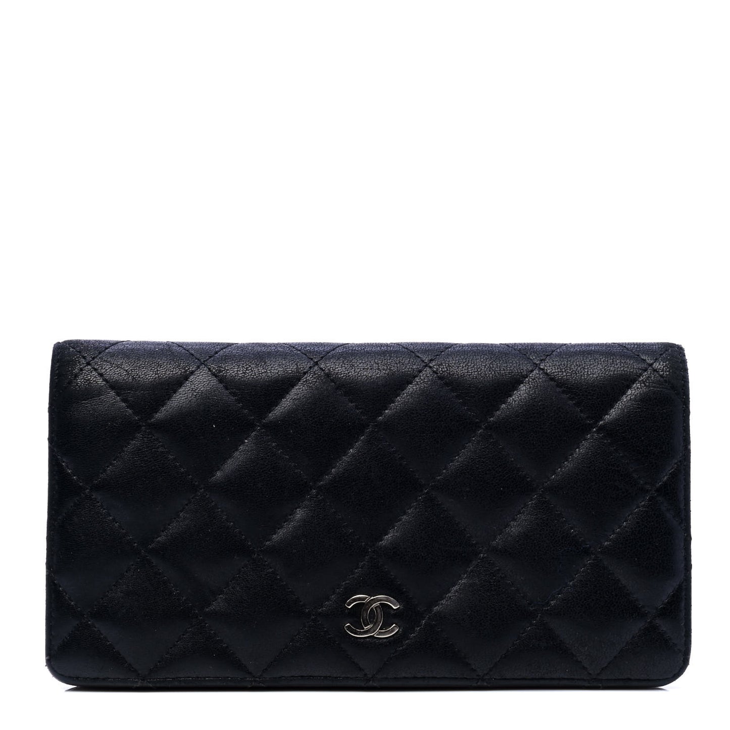 Lambskin Quilted Yen Wallet Black
