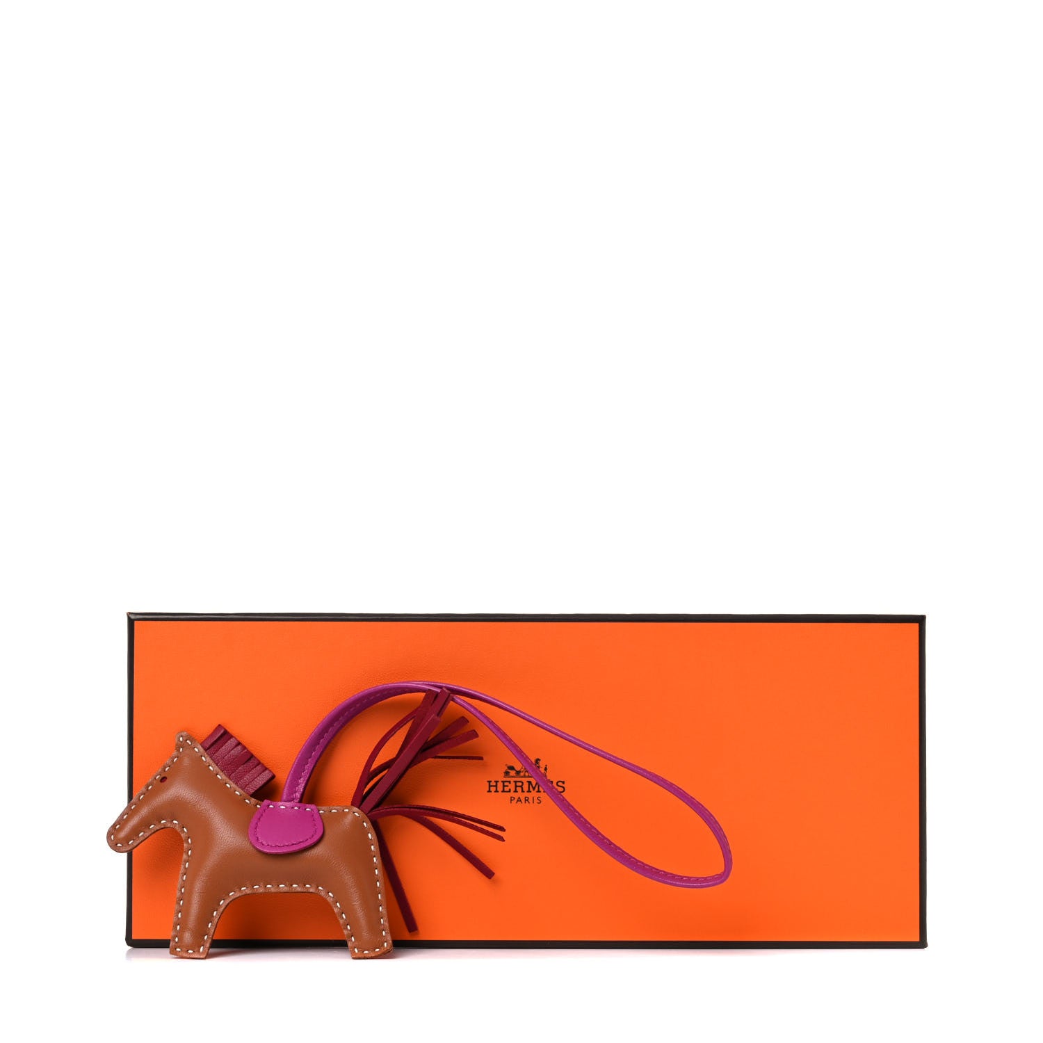 Hermes Milo Lambskin Grigri Rodeo Horse Bag Charm PM Gold Rubis Rose Poupre 4 of 4