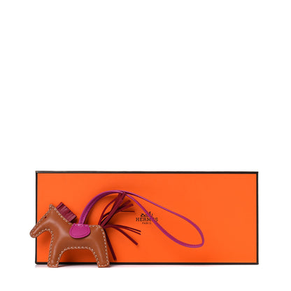 Hermes Milo Lambskin Grigri Rodeo Horse Bag Charm PM Gold Rubis Rose Poupre 4 of 4