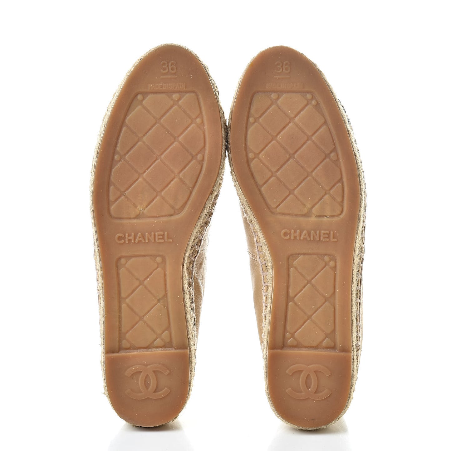 Lambskin CC Espadrilles 36 Beige Black