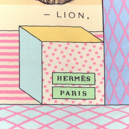 Hermes Cashmere Silk Grand Theatre Nouveau Shawl 140 White Rose Jaune Pale 2 of 6
