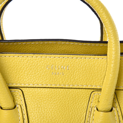 Celine Drummed Calfskin Nano Luggage Citron 6 of 6