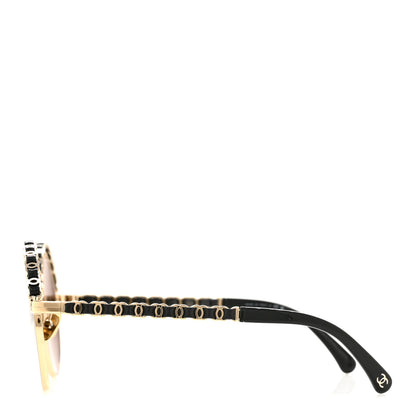 Chanel Metal Calfskin Round Chain Sunglasses 4265-Q Black 3 of 7