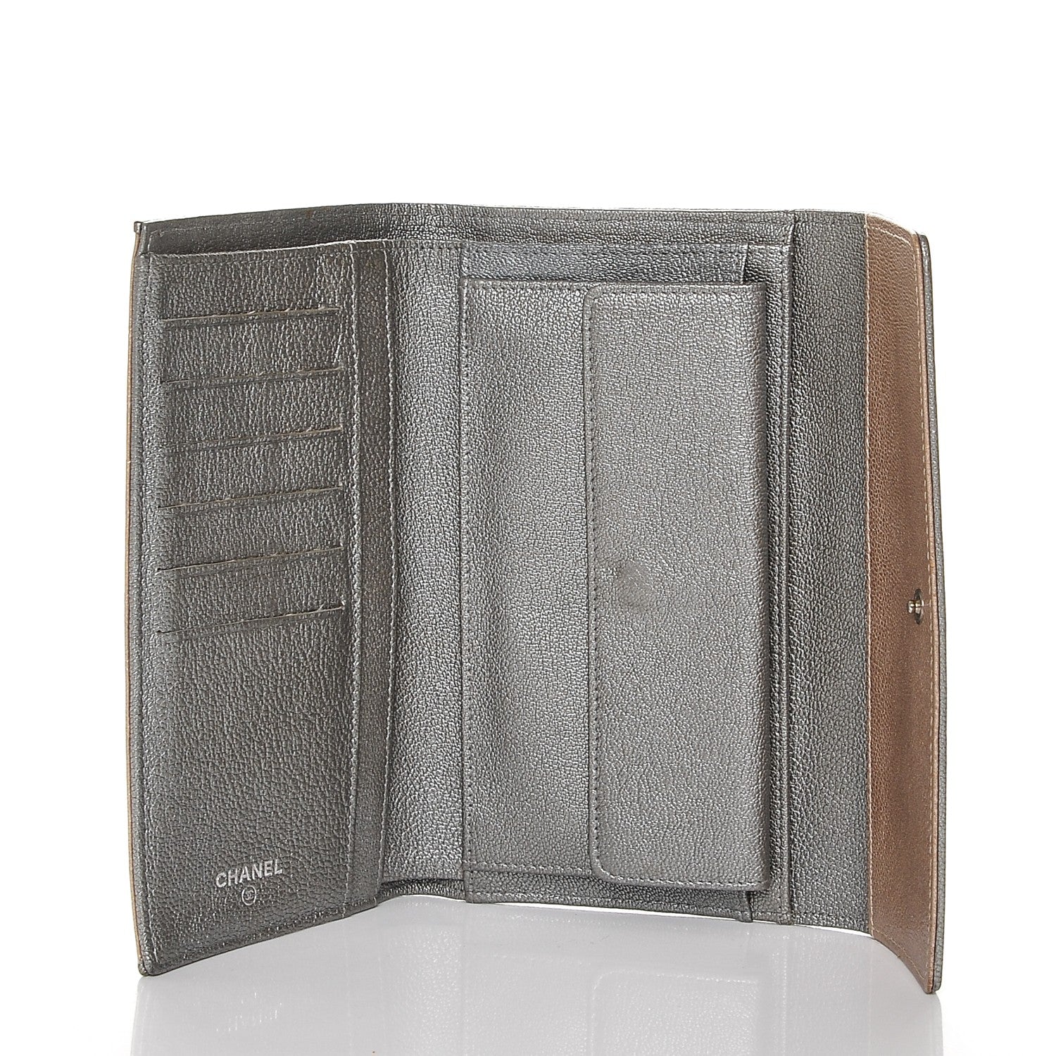 Chanel Metallic Calfskin Diamond Stitched Flap Wallet Gold 5 of 8