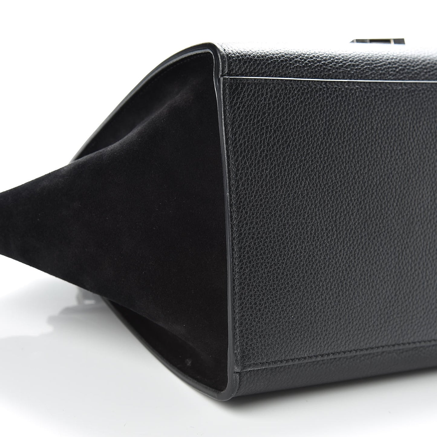 Drummed Calfskin Suede Small Trapeze Black