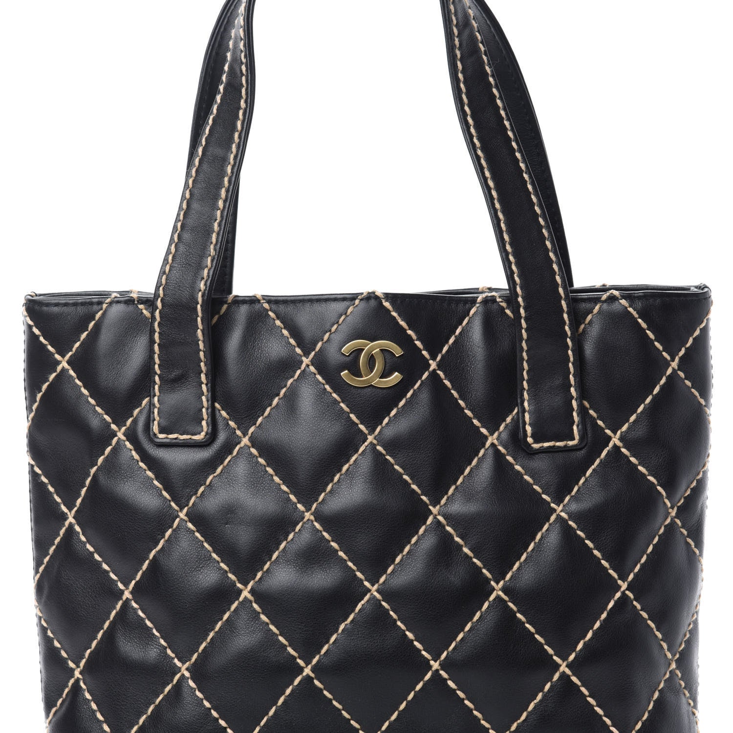 Chanel Calfskin Contrast Stitch Surpique Tote Black 10 of 10