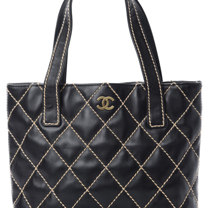 Chanel Calfskin Contrast Stitch Surpique Tote Black 10 of 10