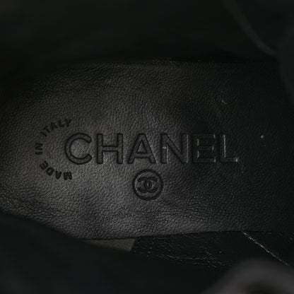 Chanel Suede Calfskin Quilted Lace Up Boots 39 Grey 6 of 8