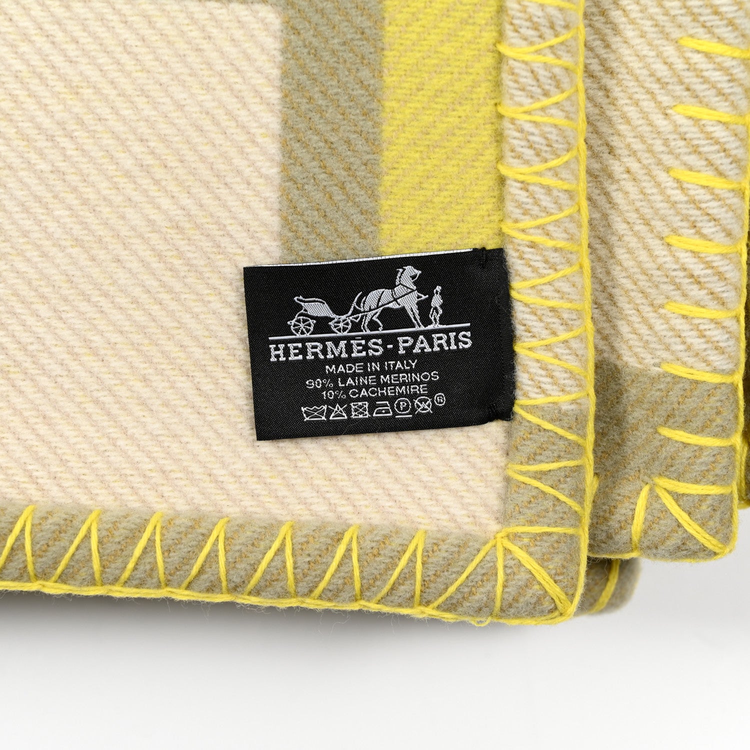Hermes Wool Cashmere Ithaque Blanket Tilleul Lime 3 of 3