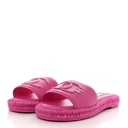 Chanel Lambskin Cord Braided Slide Sandals 40 Pink 3 of 8