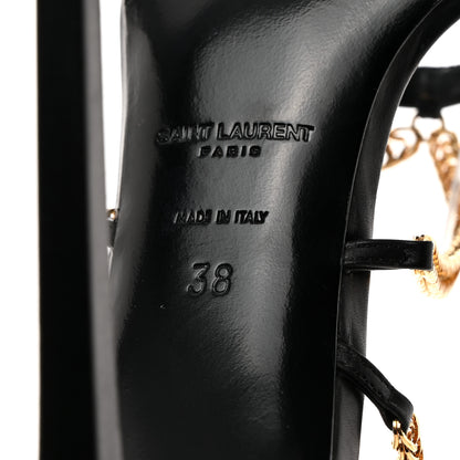 Saint Laurent Seta Calfskin Chain Sandals 38 Black 8 of 9