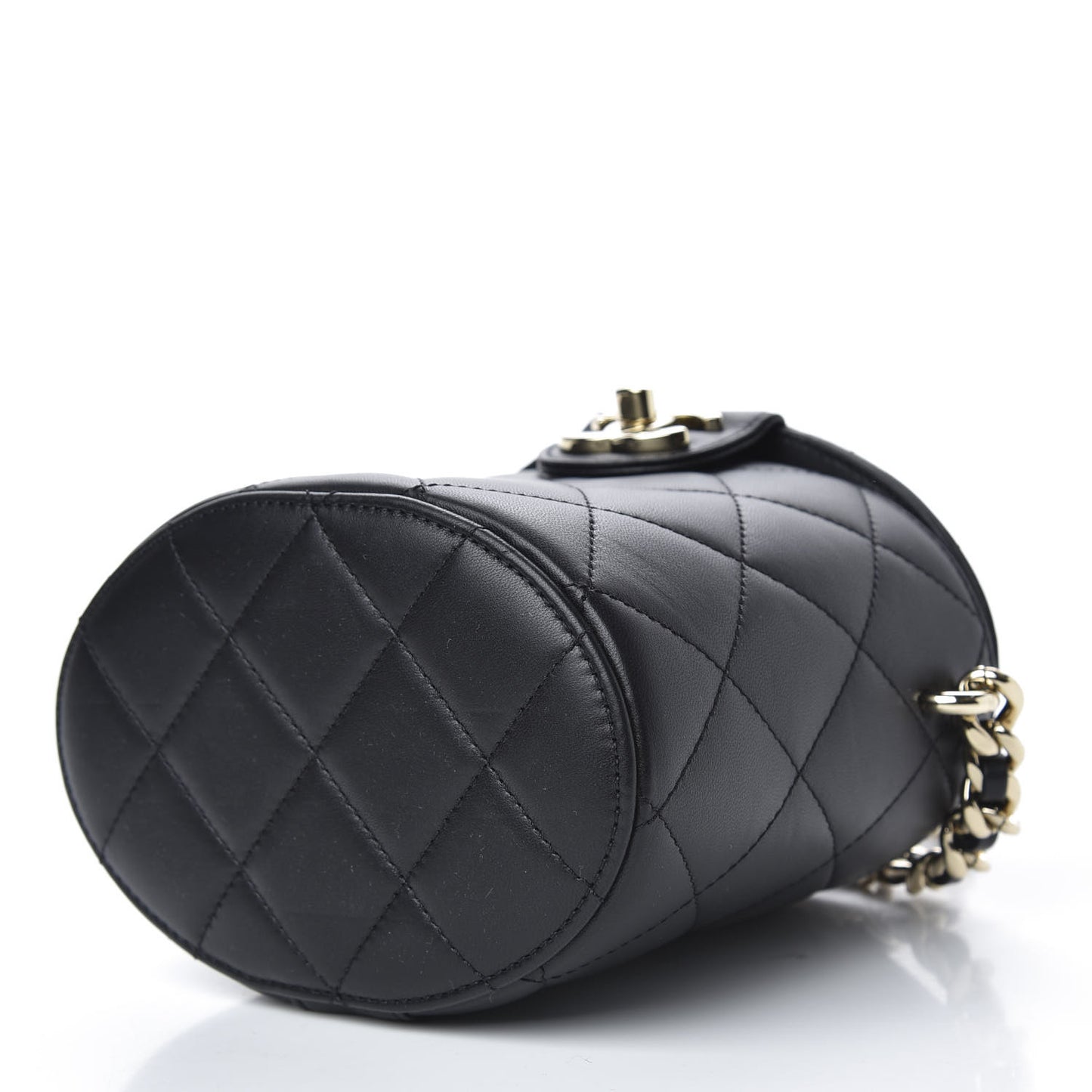 Lambskin Resin Elegant Chain Vanity Case Black