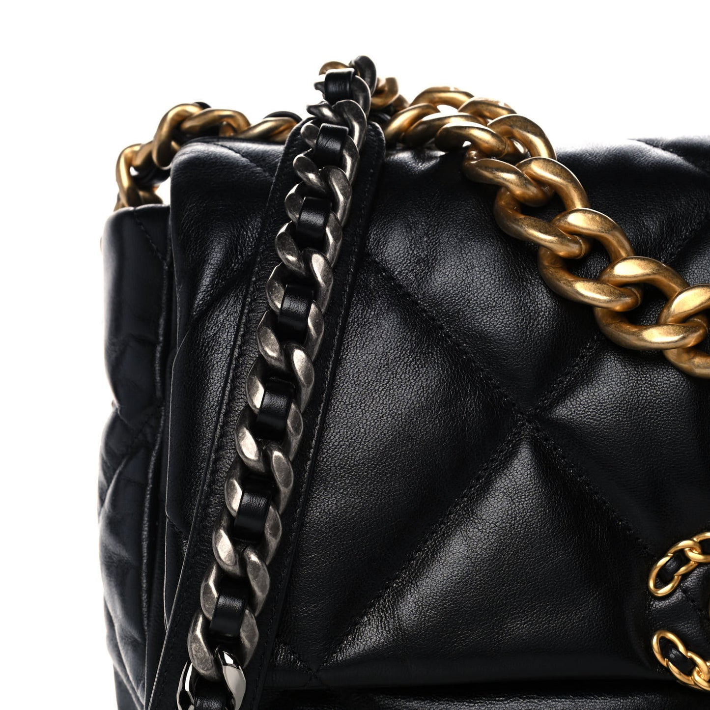 Goatskin Quilted Large Chanel 19 Flap Black