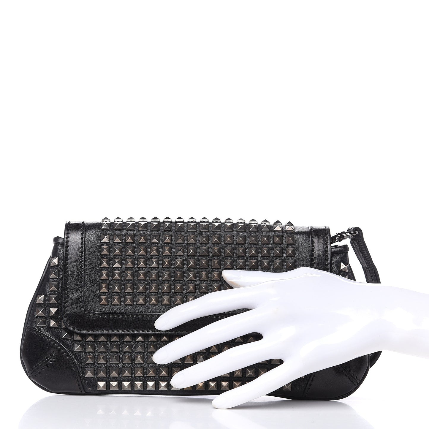 Prorsum Lambskin Studded Wristlet Clutch Black