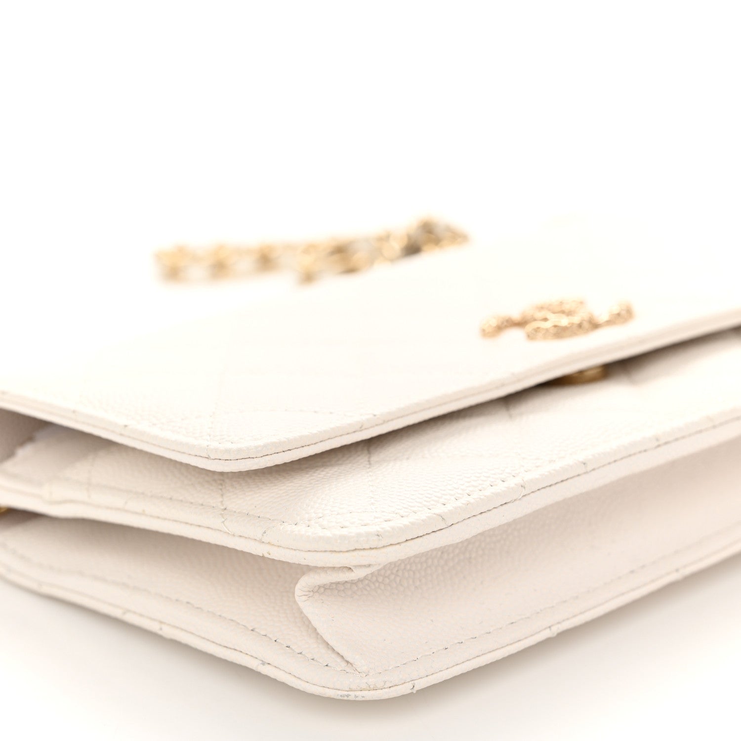 Chanel Caviar Quilted Perforated Metal CC Wallet On Chain WOC White 10 of 12