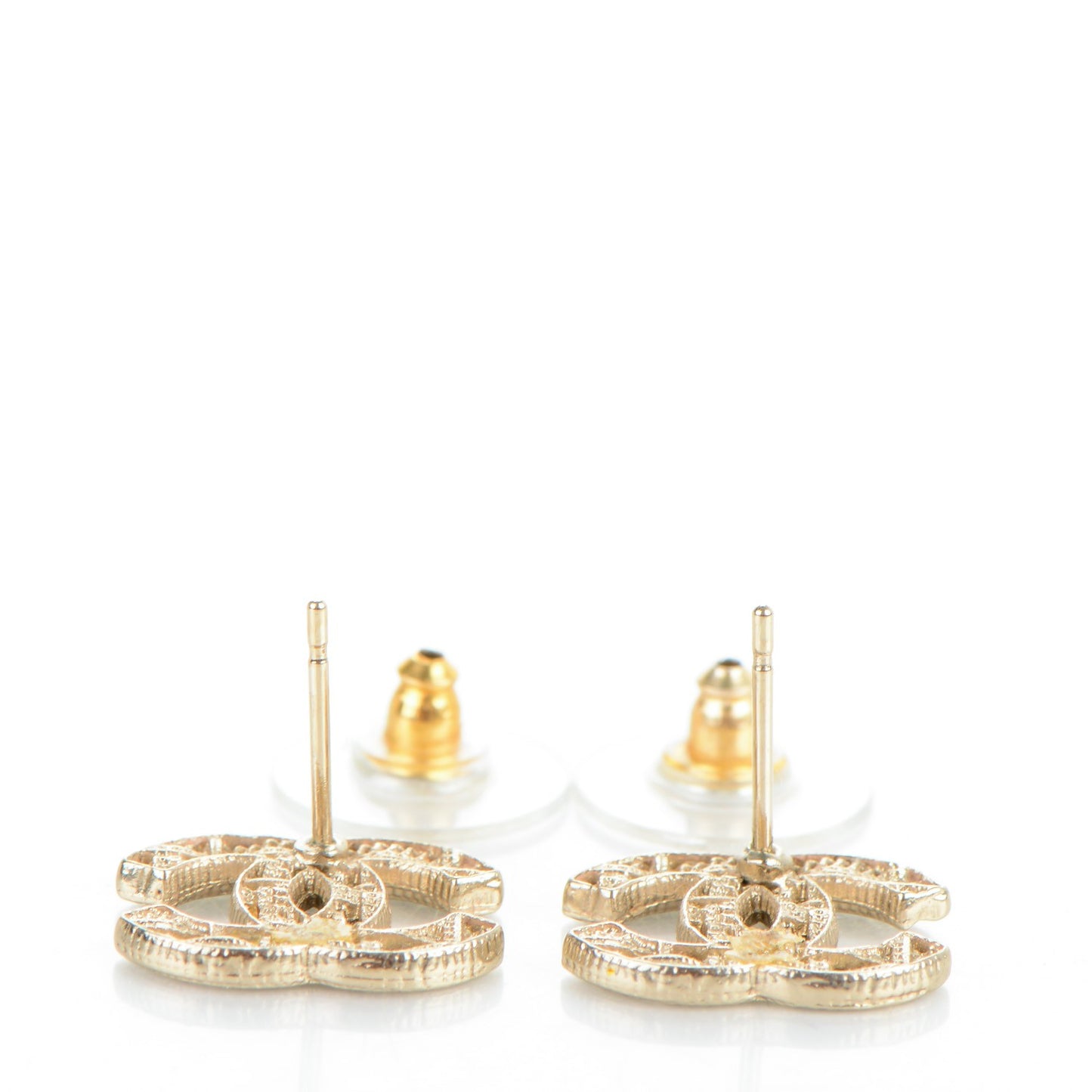 Tweed Effect CC Earrings Gold