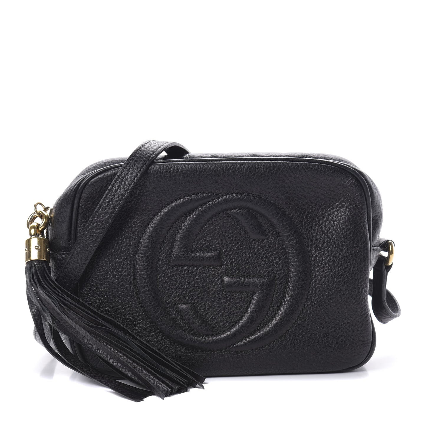 Pebbled Calfskin Small Soho Disco Bag Black