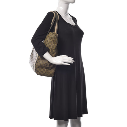 Gucci GG Monogram Medium Web Handle Vertical Tote Green 2 of 15