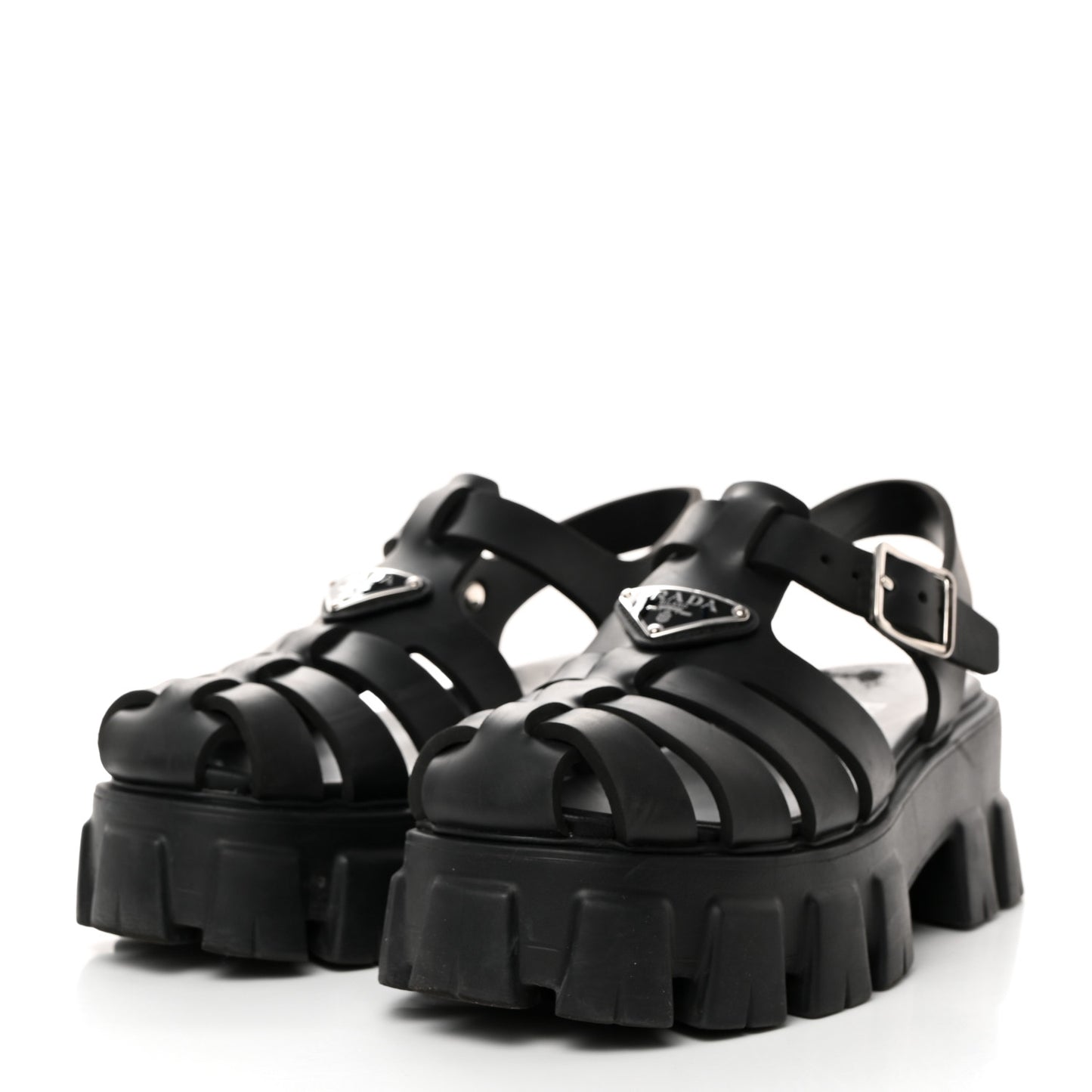 Foam Rubber Triangle Logo Monolith 55mm Cage Sandals 36 Black
