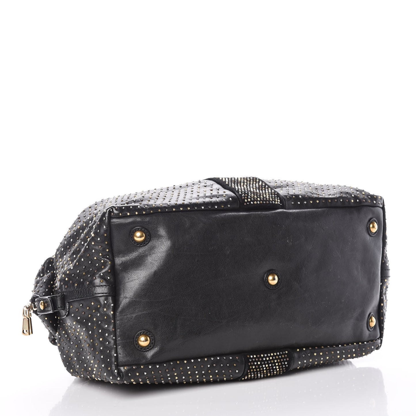 Calfskin Rock Studded Easy Sac Black