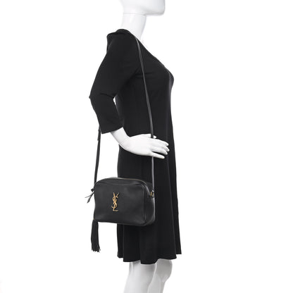 Saint Laurent Grained Lambskin Monogram Lou Camera Bag Black 2 of 11