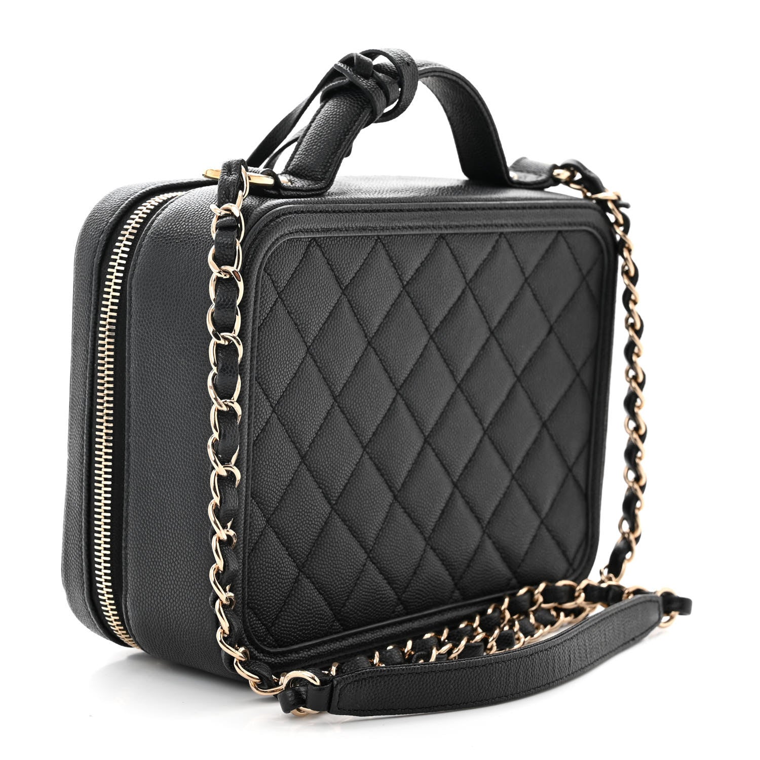 Chanel Caviar Quilted Medium CC Filigree Vanity Case Black 3 of 13