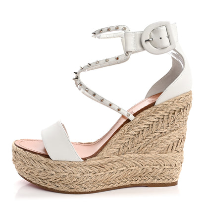 Christian Louboutin Calfskin Chocazeppa Spikes 120 Platform Wedge Sandals 41 Bianco 1 of 9