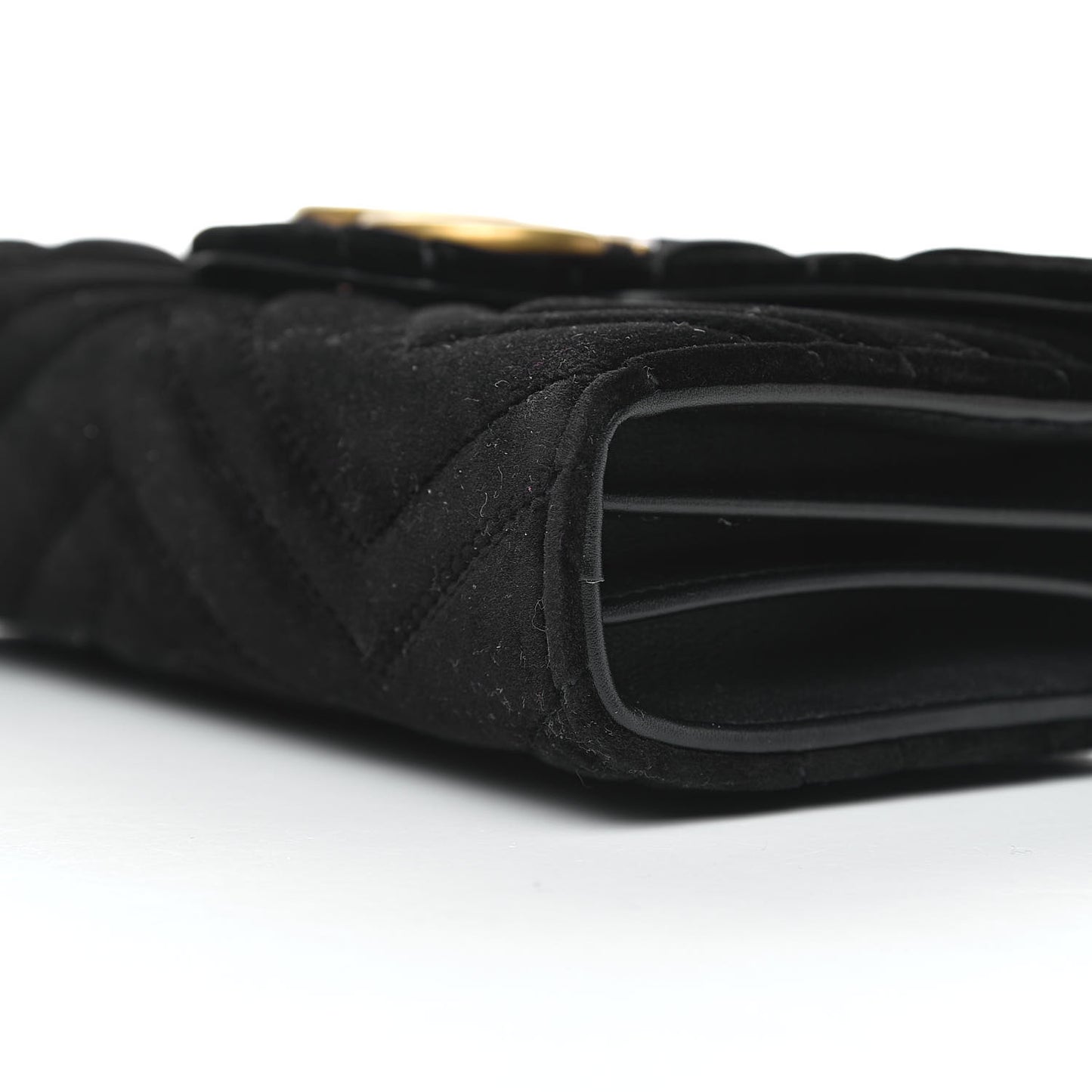 Velvet Matelasse GG Marmont Chain Wallet Black