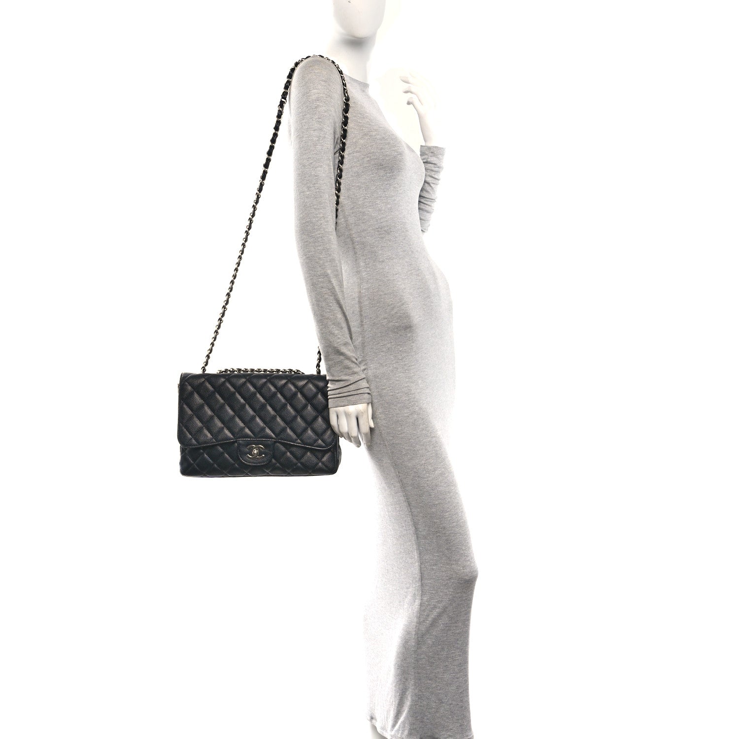 Chanel Caviar Quilted Jumbo Single Flap Black 2 of 10