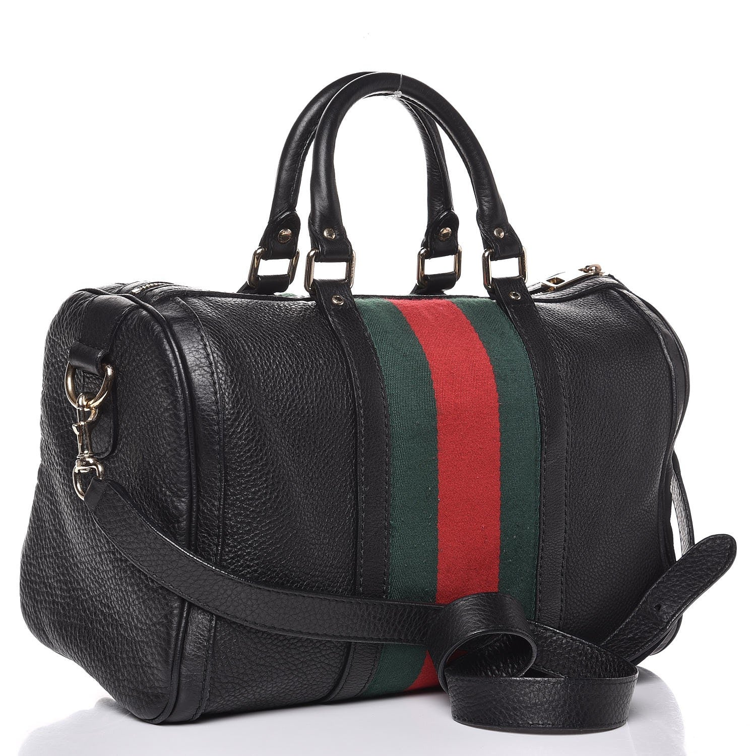 Gucci Calfskin Vintage Web Medium Boston Black 3 of 15