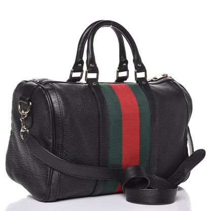 Gucci Calfskin Vintage Web Medium Boston Black 3 of 15