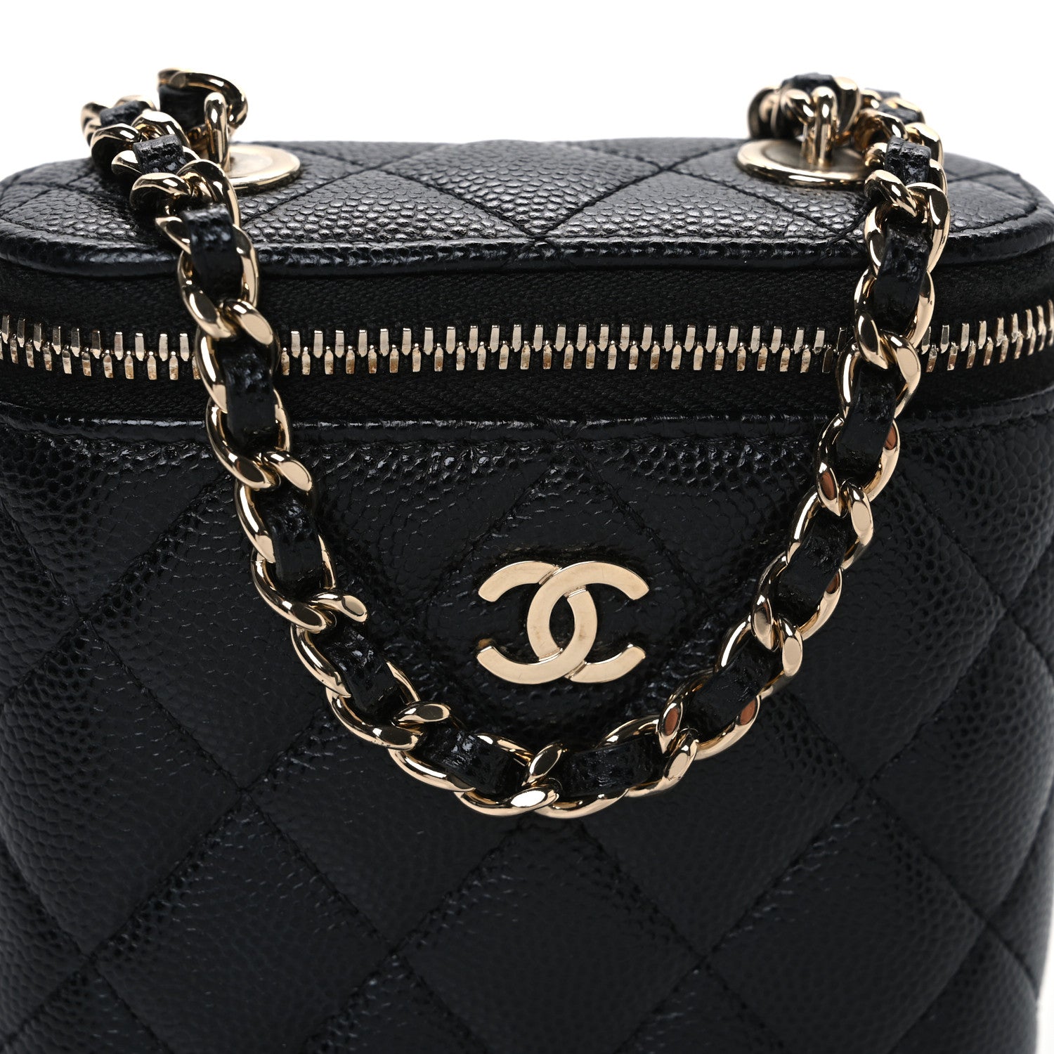 Chanel Caviar Quilted Small Vertical Coco Beauty Vanity Case With Chain Black 8 of 10