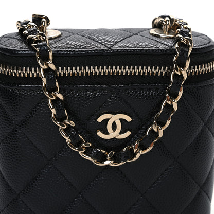 Chanel Caviar Quilted Small Vertical Coco Beauty Vanity Case With Chain Black 8 of 10