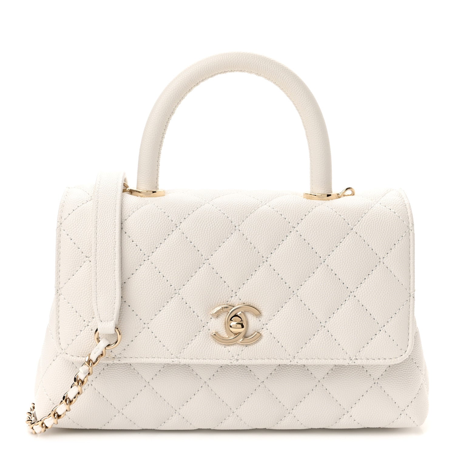 Chanel Caviar Quilted Mini Coco Handle Flap White 1 of 10