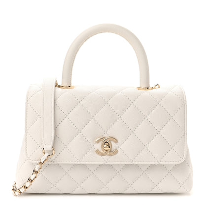 Chanel Caviar Quilted Mini Coco Handle Flap White 1 of 10