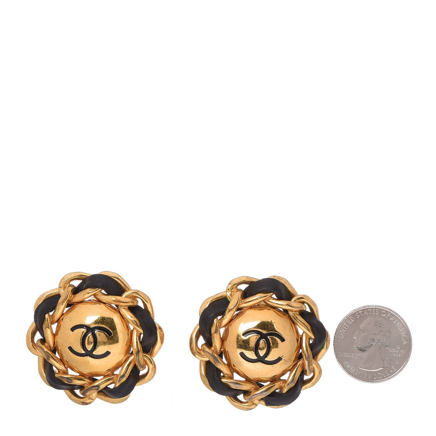 Lambskin Chain CC Clip On Earrings Gold