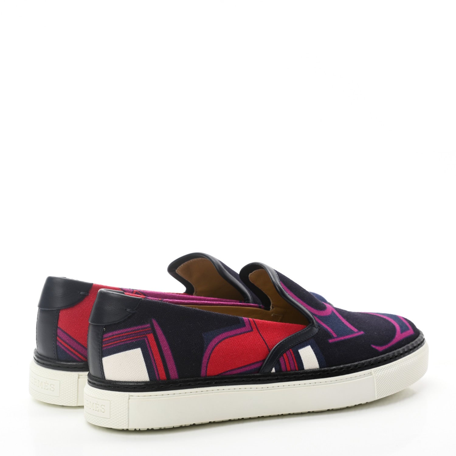 Hermes Toile Womens Les Coupes Kick Slip On Sneakers 37.5 Pourpre 4 of 8