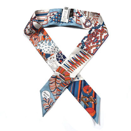 Hermes Silk De l'Ombrelle Aux Duels Twilly Bleu Potiron Creme 1 of 4