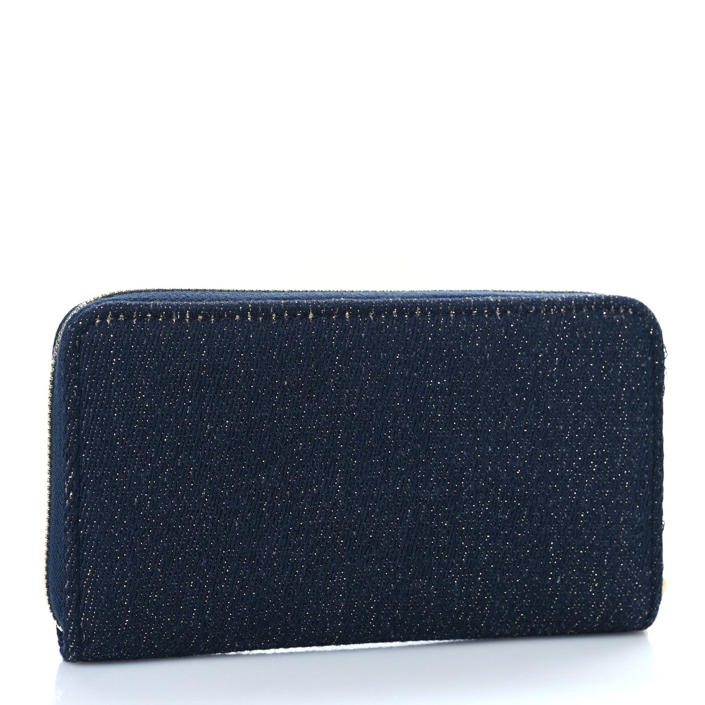 Lurex Canvas Medium Deauville Zip Around Wallet Navy Blue Gold