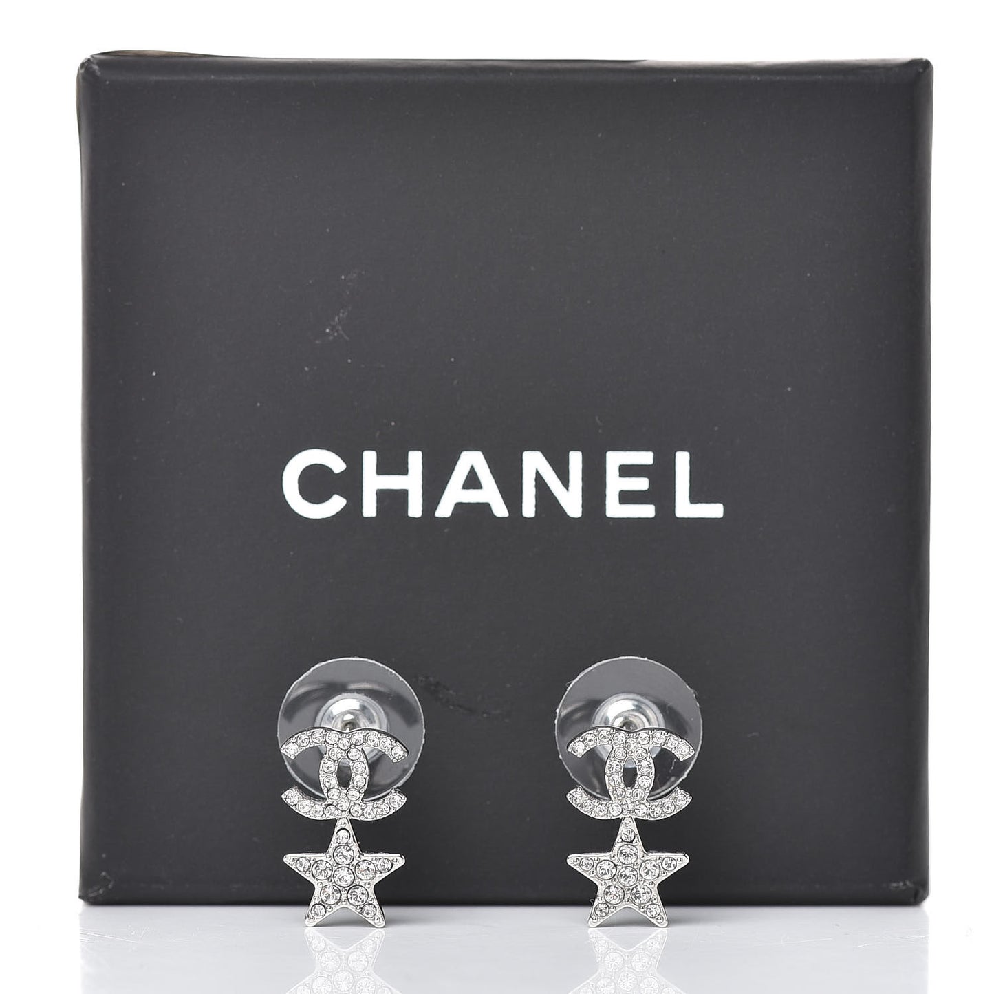 Crystal CC Star Earrings Silver