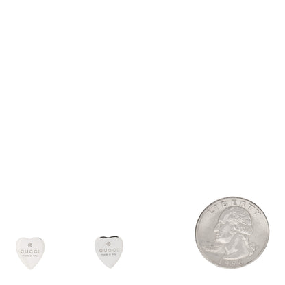 Gucci Sterling Silver Trademark Heart Stud Earrings 2 of 4