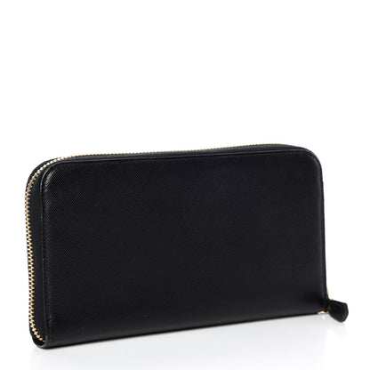 Prada Saffiano Colour Zip Around Wallet Black Peonia 3 of 16