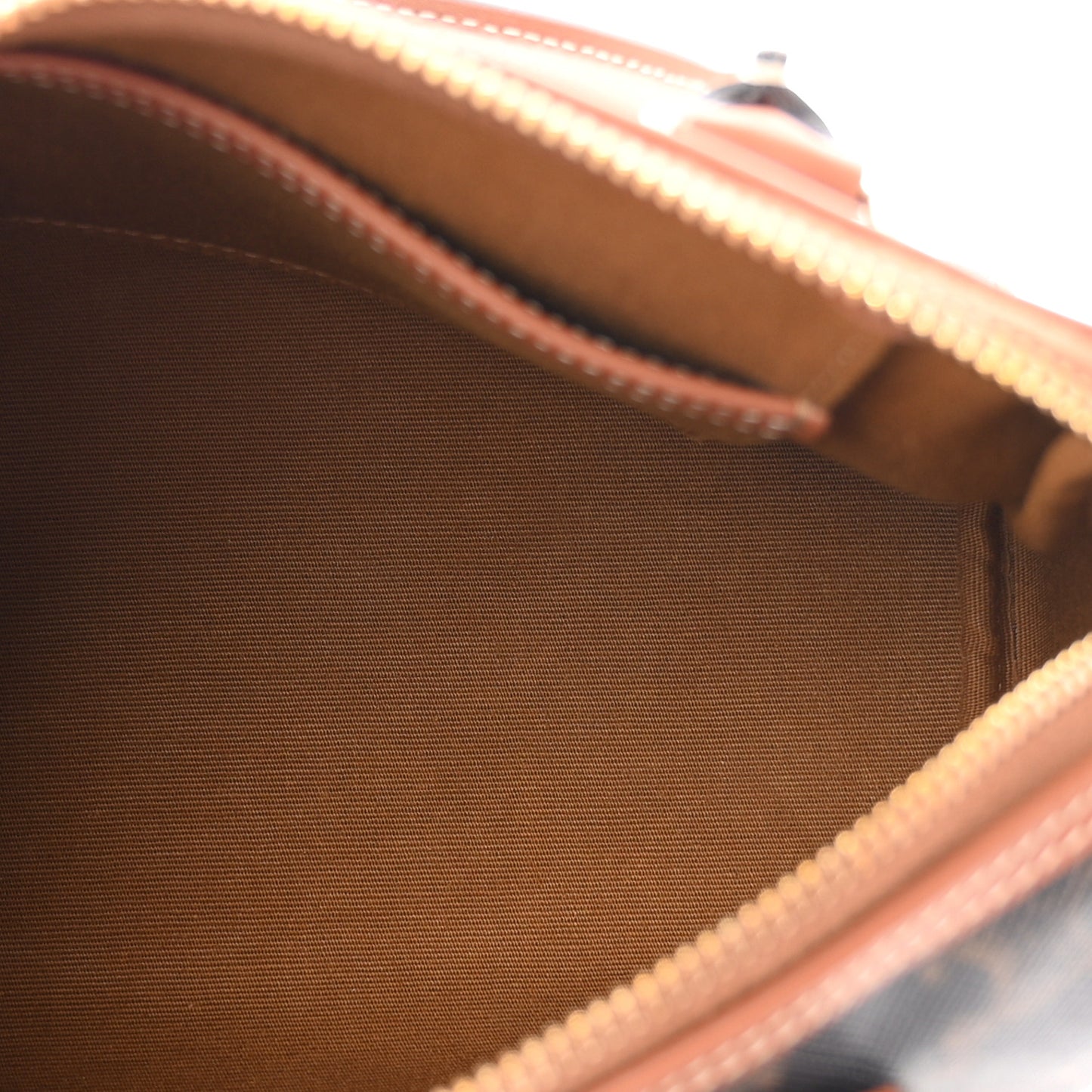 Triomphe Canvas Calfskin Small Boston Bag Tan