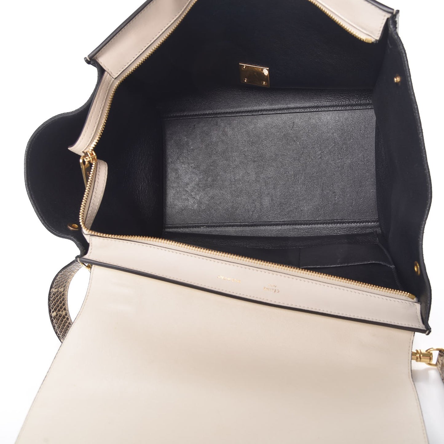 Calfskin Suede Whipsnake Medium Trapeze Black White