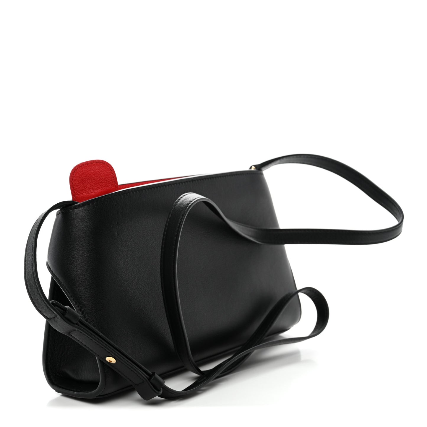 Calfskin Mini Hug Crossbody Bag Black Flame Red