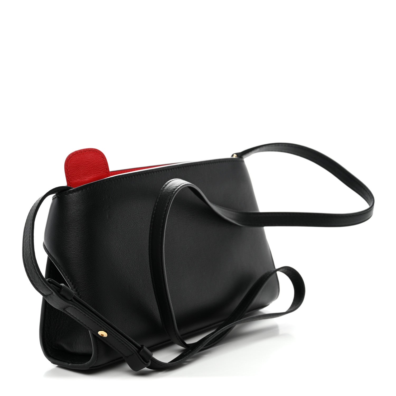Salvatore Ferragamo Calfskin Mini Hug Crossbody Bag Black Flame Red 3 of 10