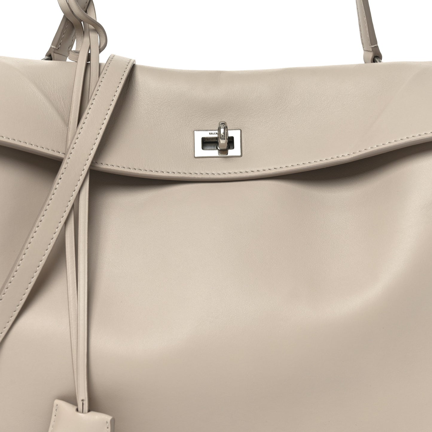 Natural Smooth Calfskin Medium Rodeo Top Handle Handbag Almond