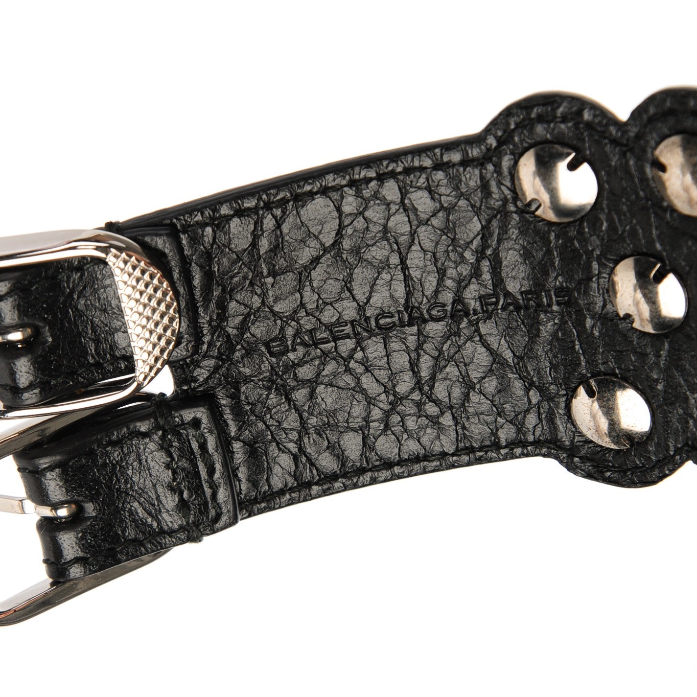 Agneau Arena Three Row Giant Silver Hardware M Bracelet Black