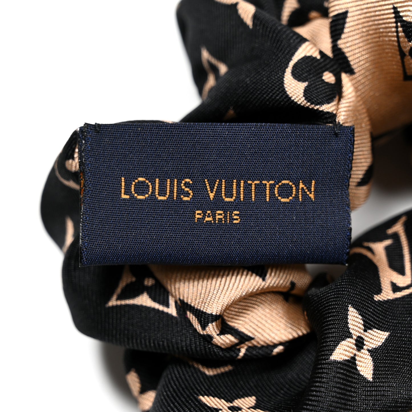 Silk Monogram Scrunchy Beige Black